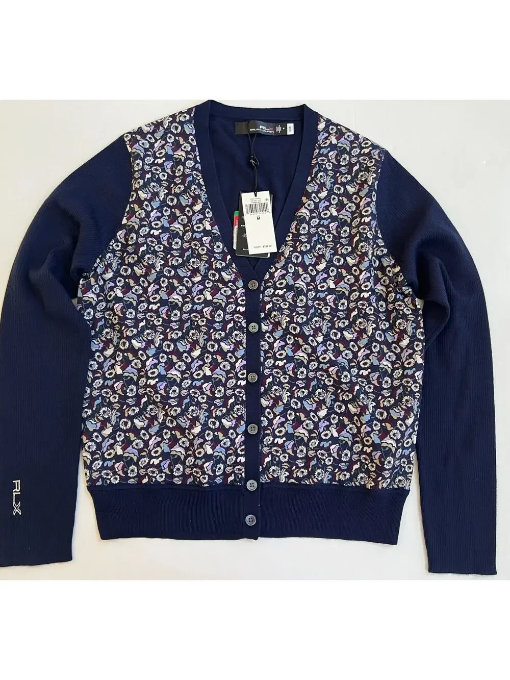 RLX Ralph Lauren Women's Golf 7/15 French Navy Cardigan Sweater Size M - Picture 1 of 12